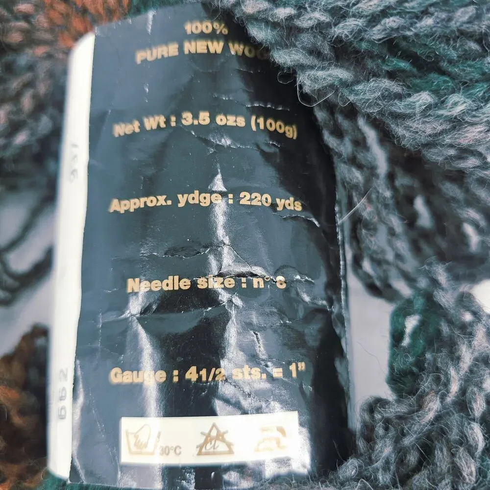 2 Tahki Imports Ambrosia Slim yarn #662 dark green brown Pure New Wool France
